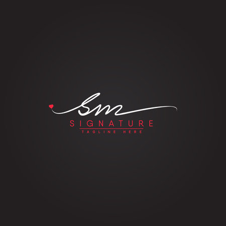 SM Initial Letter Logo - Handwritten Signature Logoのイラスト素材
