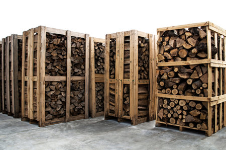 big stacks of fire woods ready for sale