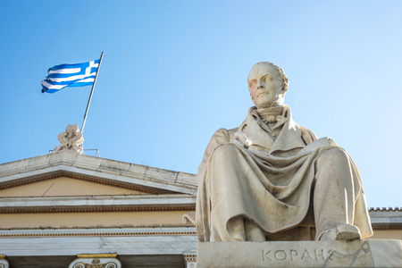 statue of Greek philosopher Adamantios Korais in Athensの写真素材
