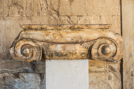 Ionic column in stoa of Attalos, Athens, Greeceの写真素材