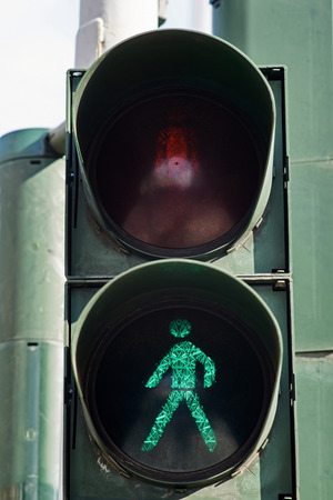 Traffic light with the green man sympol.の写真素材