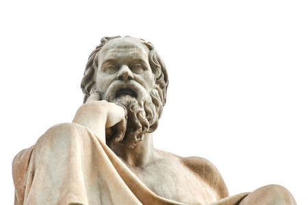 Statue of ancient Greek philosopher Socrates in Athens.の写真素材