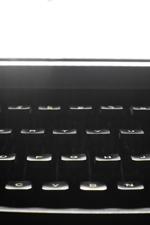 Detail of a black vintage typewriter close up on keys.の写真素材