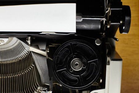 Detail of a black vintage typewriter.の写真素材