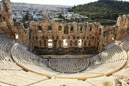 The Odeon of Herodes Atticus in Acropolis, Athens, Greece.の写真素材