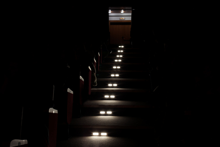 lights for emergency exit on a cinema.の写真素材