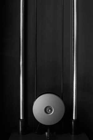 Pulley of stack metal weights in gym equipment.の写真素材