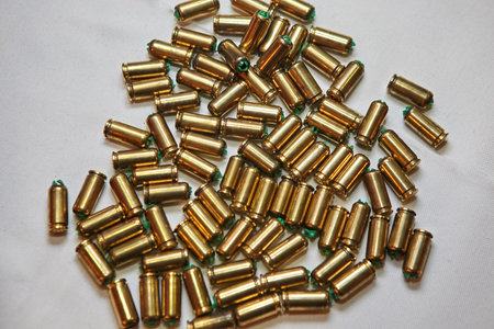 Empty bullet shells on white background.