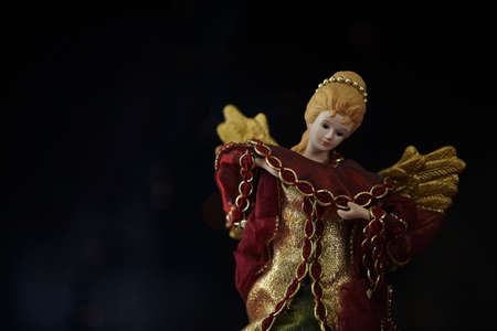 Christmas snowman ornament on lights background.の写真素材