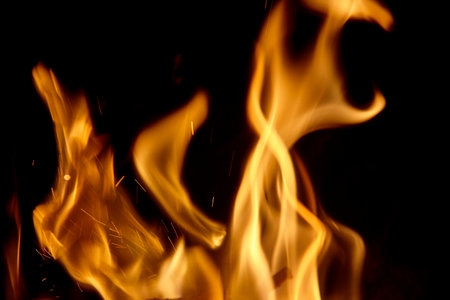 big fire in a fireplace.の写真素材