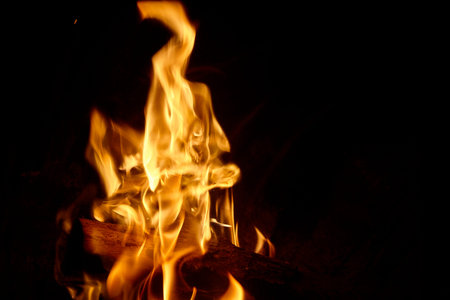 big fire in a fireplace.