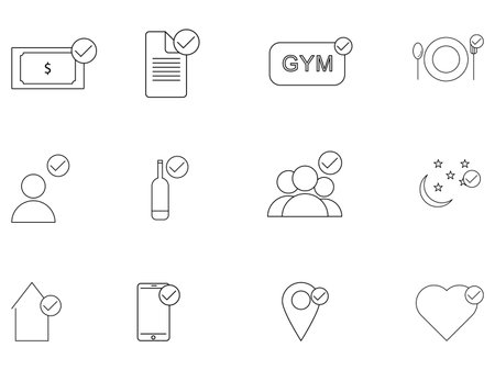 Flat set with life icon. Linear life icon.のイラスト素材