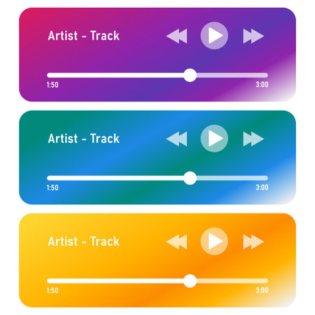 Music player bar vector set. Flat audio player interface set.のイラスト素材