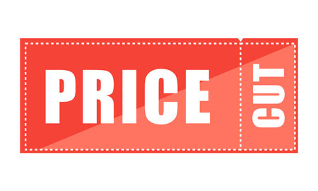 Flat icon with red price cut ticket for promo design.のイラスト素材