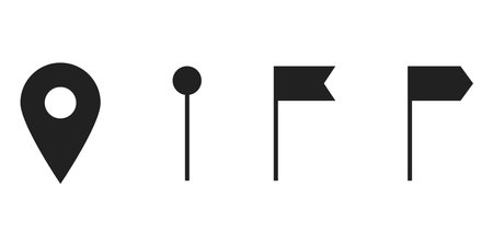 Map pointer collection. Map pin vector black flat set.のイラスト素材