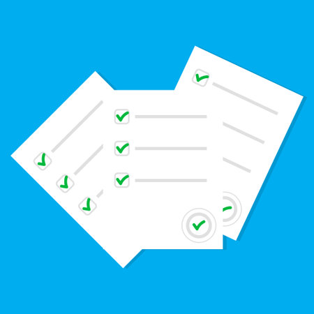 Exam paper form vector illustration, checklist flat document.のイラスト素材