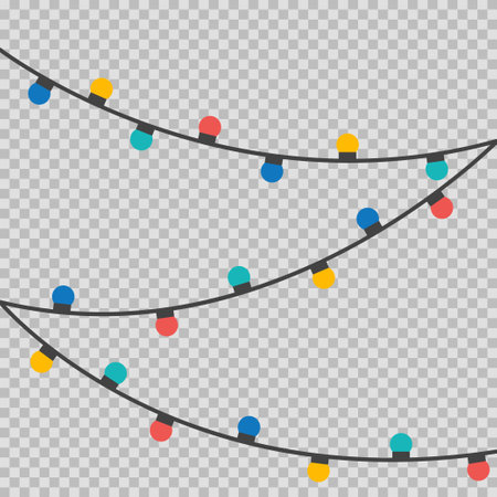 Christmas light bulb, vector flat illustration on transparent background.のイラスト素材