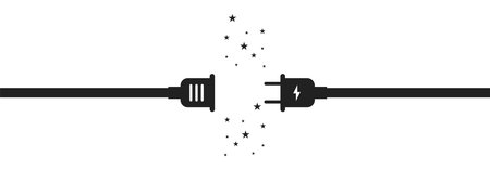 Socket and plug icon, vector electric enrgy cable on white background.