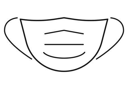 Medical mask line icon, vector respirator isolated simple illustration.のイラスト素材