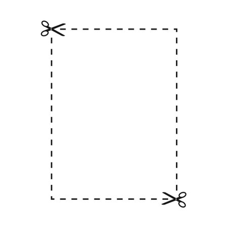 Scissor with cet line icon, vector paper cutting template.のイラスト素材