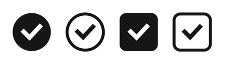 Set of black checkmark on white background. Check mark collection.のイラスト素材
