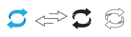 Flip over and turn arrow icon set on white background. Vector isolated element.のイラスト素材