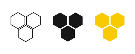 Honeycomb icon on white background. Abstract hexagon shape symbols.のイラスト素材
