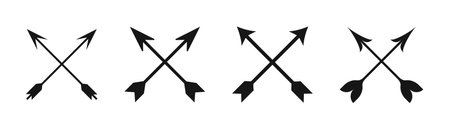 Hipster criss cross arrow collection. Vector vintage arrow set on white background.のイラスト素材