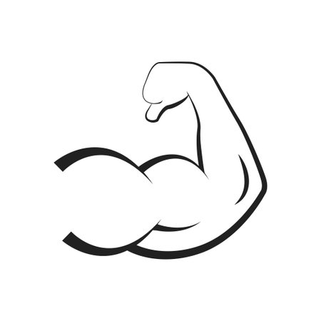 Strong muscle arms icon. Vector flex biceps on white background.のイラスト素材