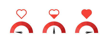 Measuring love. Valentine's Day card design. Vector love meter illustration on white background.のイラスト素材