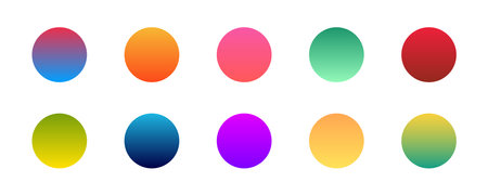 Gradient circles set. Vector illustration. Abstract gradient round shape collection on white background.のイラスト素材