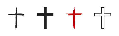 Christian cross icon set. Vector cross symbol collection on white background.のイラスト素材