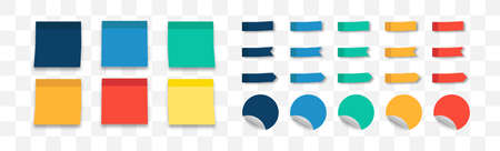 Post note sticker collection. Vector isolated illustration. paper stickers. Different colorful sticky paper design.の写真素材