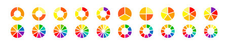 Circle pie chart icons. Pie charts diagram. Colorful diagram. Vector isolated illustration.のイラスト素材