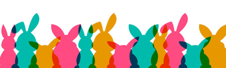 Easter Bunny silhouette. Happy Easter banner. Greeting card. Trendy Easter design. Vector illustration.のイラスト素材