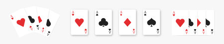 Card suit. Ace card suit set. Playing cards, poker cards. Vector isolated illustration.