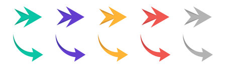 Arrow icon set. Arrow vector icons. Colored curve cursor collection. Vector illustration.のイラスト素材