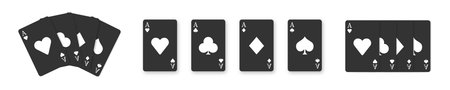 Card suit. Ace card suit set. Playing cards, poker cards. Vector isolated illustration.