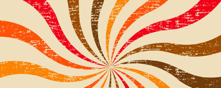 Retro 70s groovy carnival background. Sunburst background. Vintage summer. Vector illustration.のイラスト素材