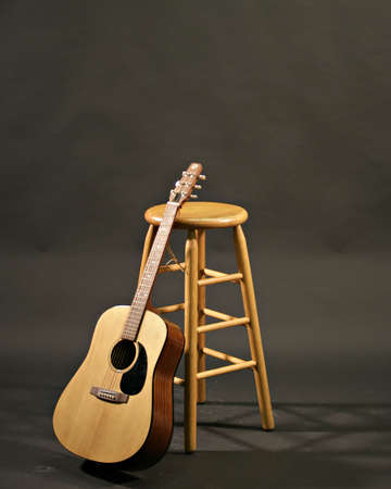 guitar and stool before concertの写真素材