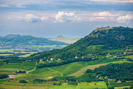 Csobanc Castle ruins in Balaton Highlands, Hungary.の写真素材