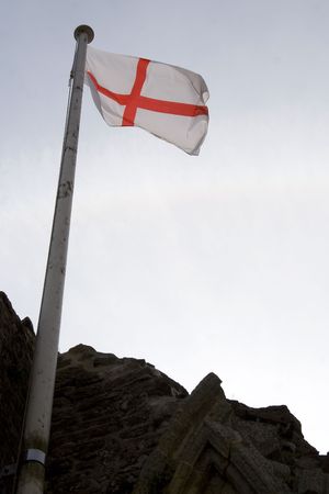 Ancient ruins and England flagの写真素材