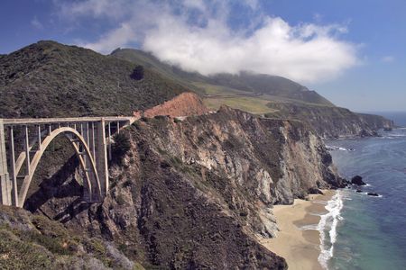Bridge over Highway One, Californiaの写真素材