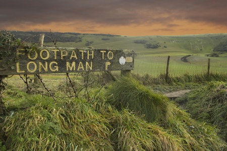 Footpath to Long Man of Wilmingtonの写真素材