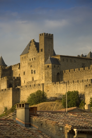 Golden evening at Carcassonne, Franceのeditorial素材