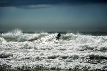 Surfing in Cornwallの写真素材