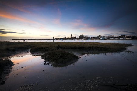 Bosham at twighlight on Sussex coast near Chichesterの写真素材
