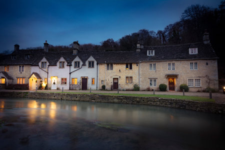 Dusk at Castle Combe in Wiltshire Englandのeditorial素材