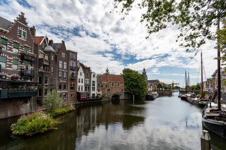 Flag of Amsterdam on back of canal boatのeditorial素材