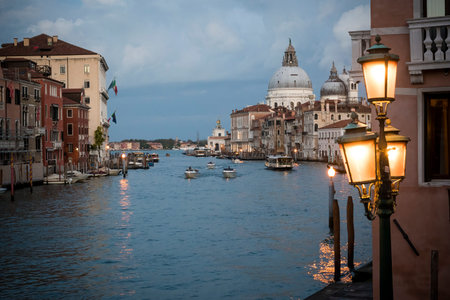 The Grand canal in Venice at dusk